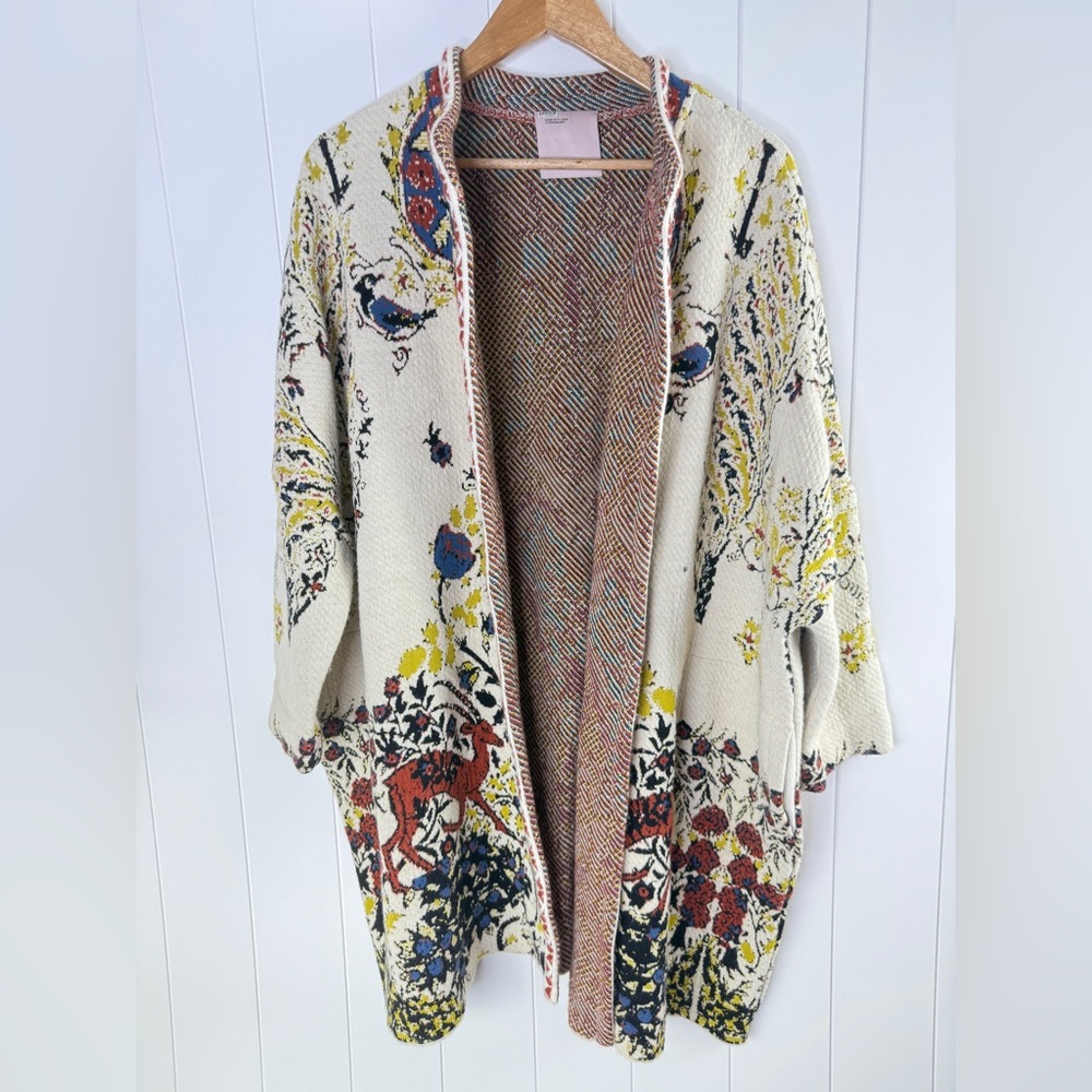 Aldo Martins Jacquard Printed Forest Animals Sweater Multicolor Knit Coat M Wool - Picture 8 of 8